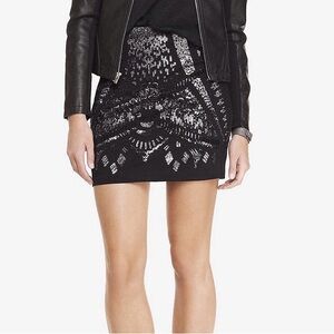New Express Black and Silver Sequin Mini Skirt